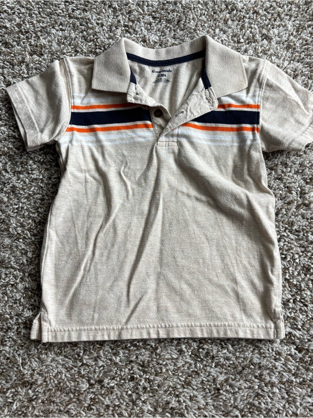 Garanimals Beige Polo with Navy & Orange Stripes - Kids